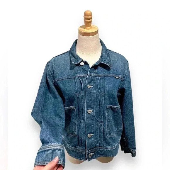NWOT MOTHER Shrunken Daybreak Drifter Denim Jacket Embroidered Size Medium - Picture 6 of 16
